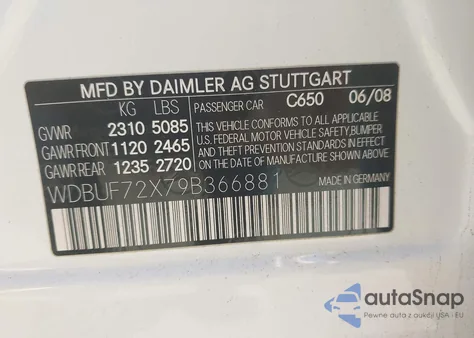 2009 Mercedes-Benz E 550 from USA, damaged, VIN WDBUF72X79B366881